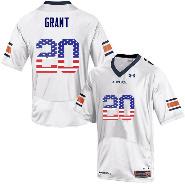 Auburn Tigers Men's Corey Grant #20 White Under Armour Stitched College USA Flag Fashion NCAA Authentic Football Jersey AQS2774GV